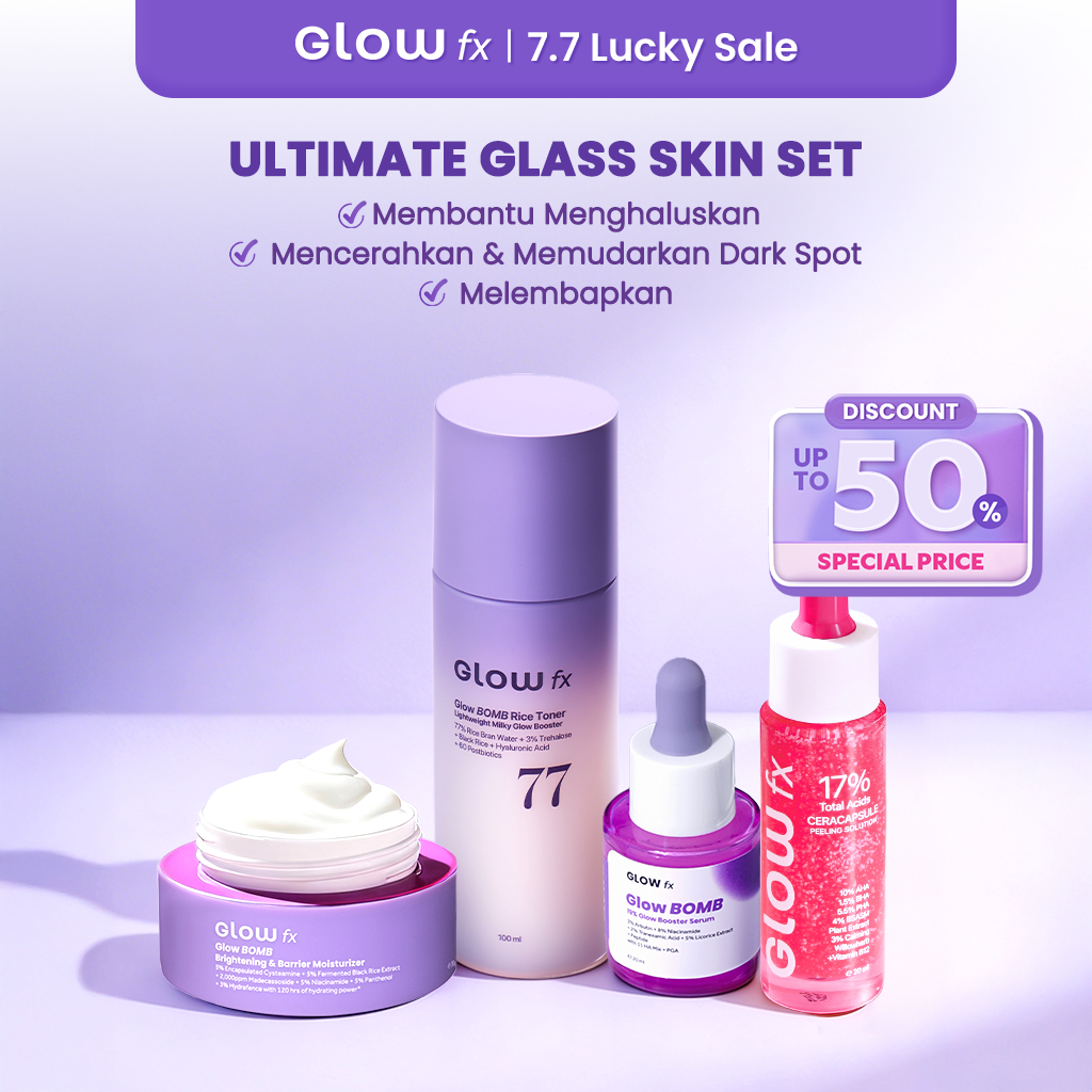 [LIMITED STOCK][4PCS] GLOW FX Ultimate Glass Skin Set - Glow Bomb Toner 100ml, Glow Bomb Serum 20ml,