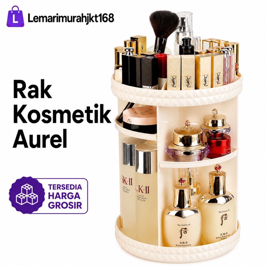 Rak Kosmetik Putar Plastik Rak Make up 360 Derajat Tempat Make Up