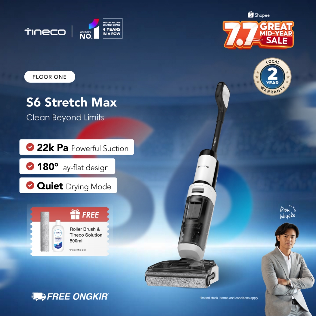 Tineco Floor One S6 Stretch Max Layflat Smart Wet Dry Cordless Stick Vacuum Cleaner and Floor Washer