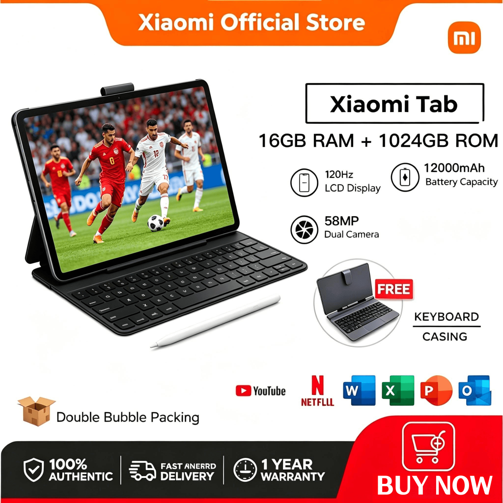 [Buy 1 Get 7 Free] Xiaomi Pad 5G 10.1" 16GB+1TB Snapdragon 888 | 120Hz OLED | Tablet Android Murah S
