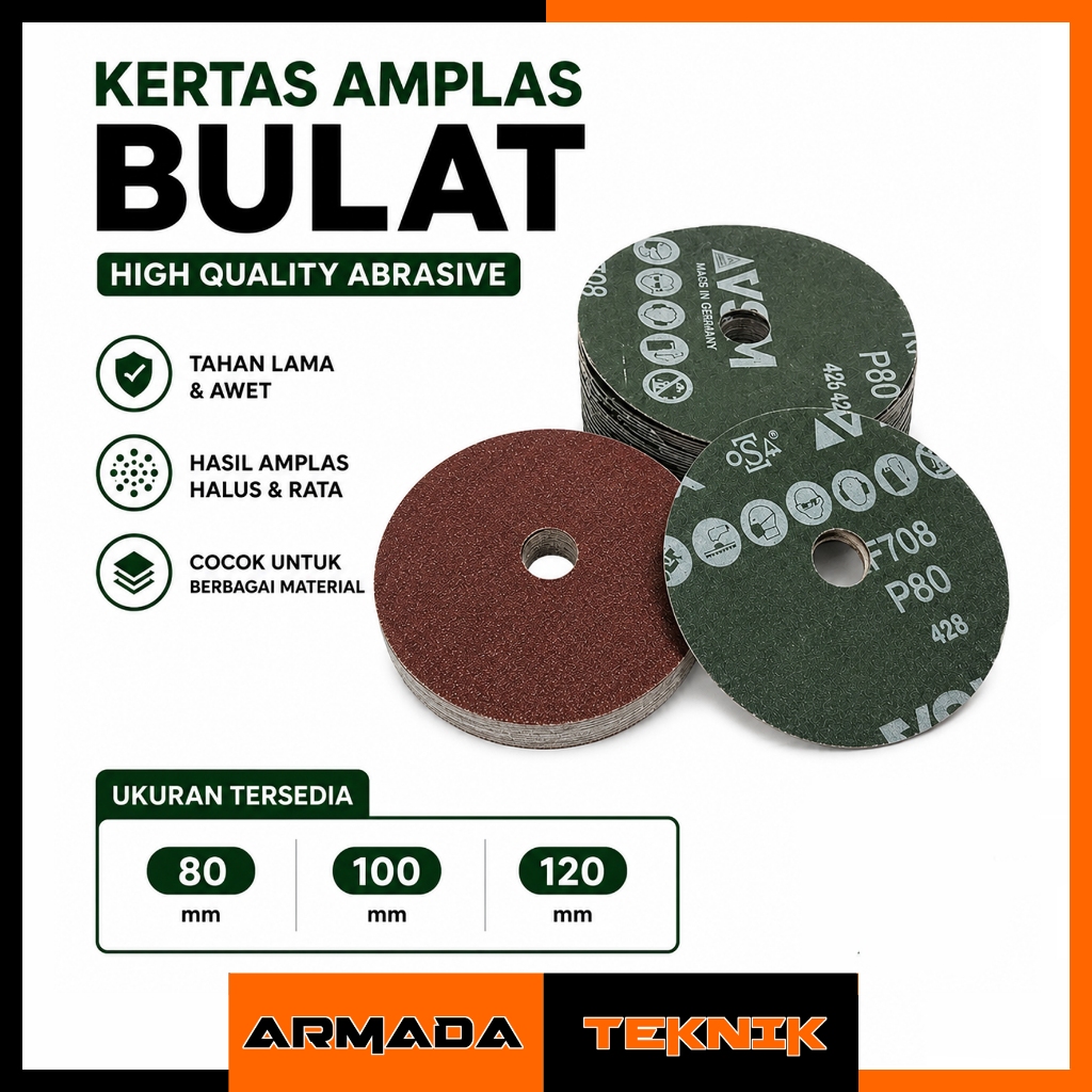 Kertas Amplas Bulat VSM Velcro Disc Amplas Bulat 80mm 100mm 120mm Amplas Gerinda Orbital