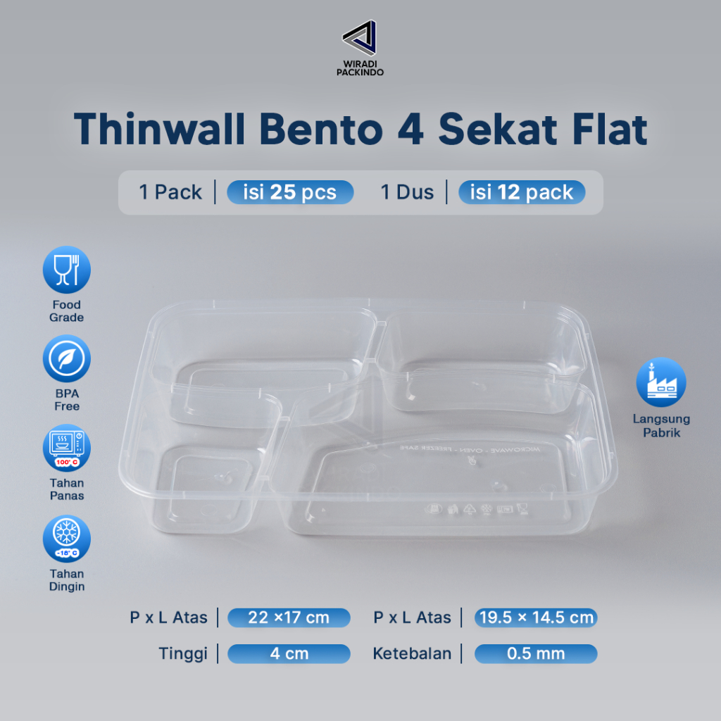 Thinwall Sekat 4 Box  Bento Plastik Murah