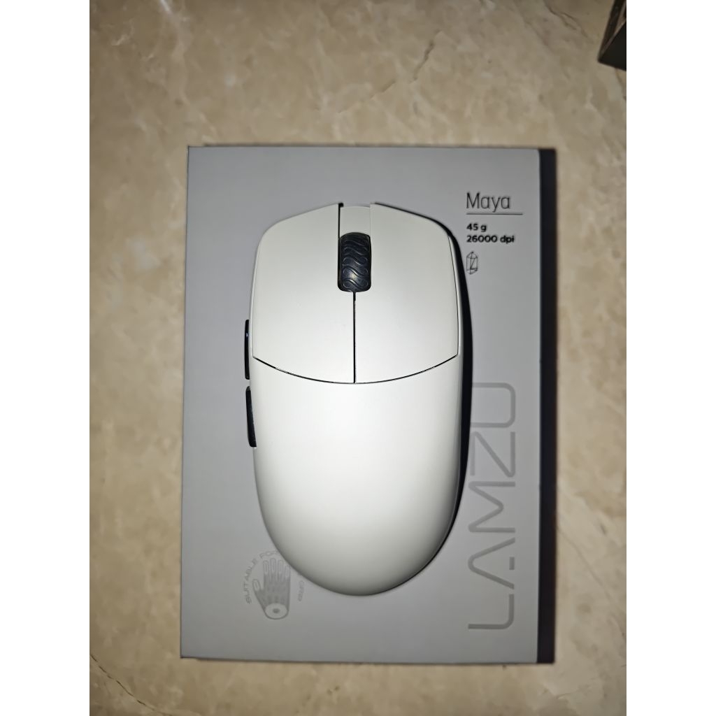 LAMZU MAYA grey wireless gaming mouse bekas mulus + 4K dongle