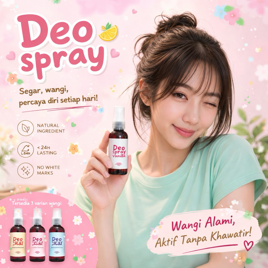 Deodoran Anti Bau Badan Wangi Tahan Lama Segar Seharian Deodoran Spray Ketiak Bersih Putih Awet Mura