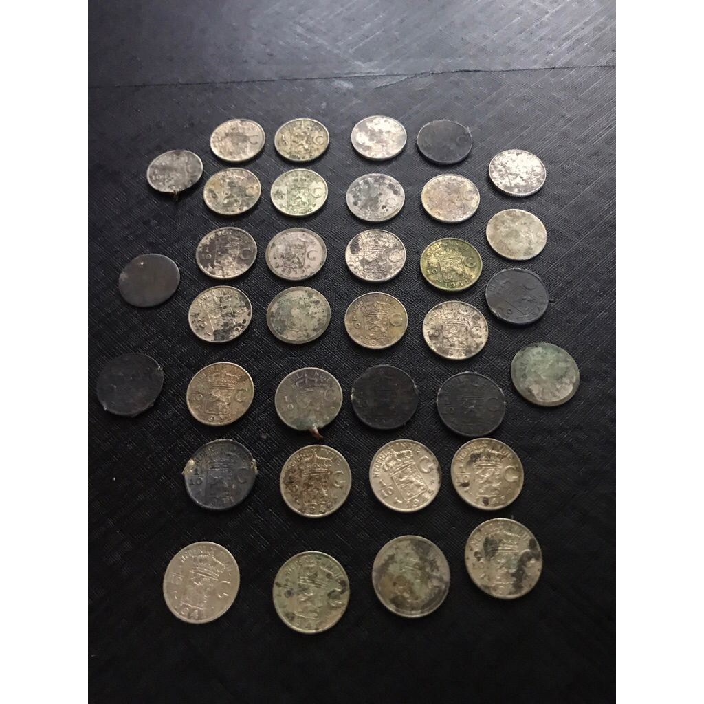 borongan 36 keping 1/10 gulden perak asli