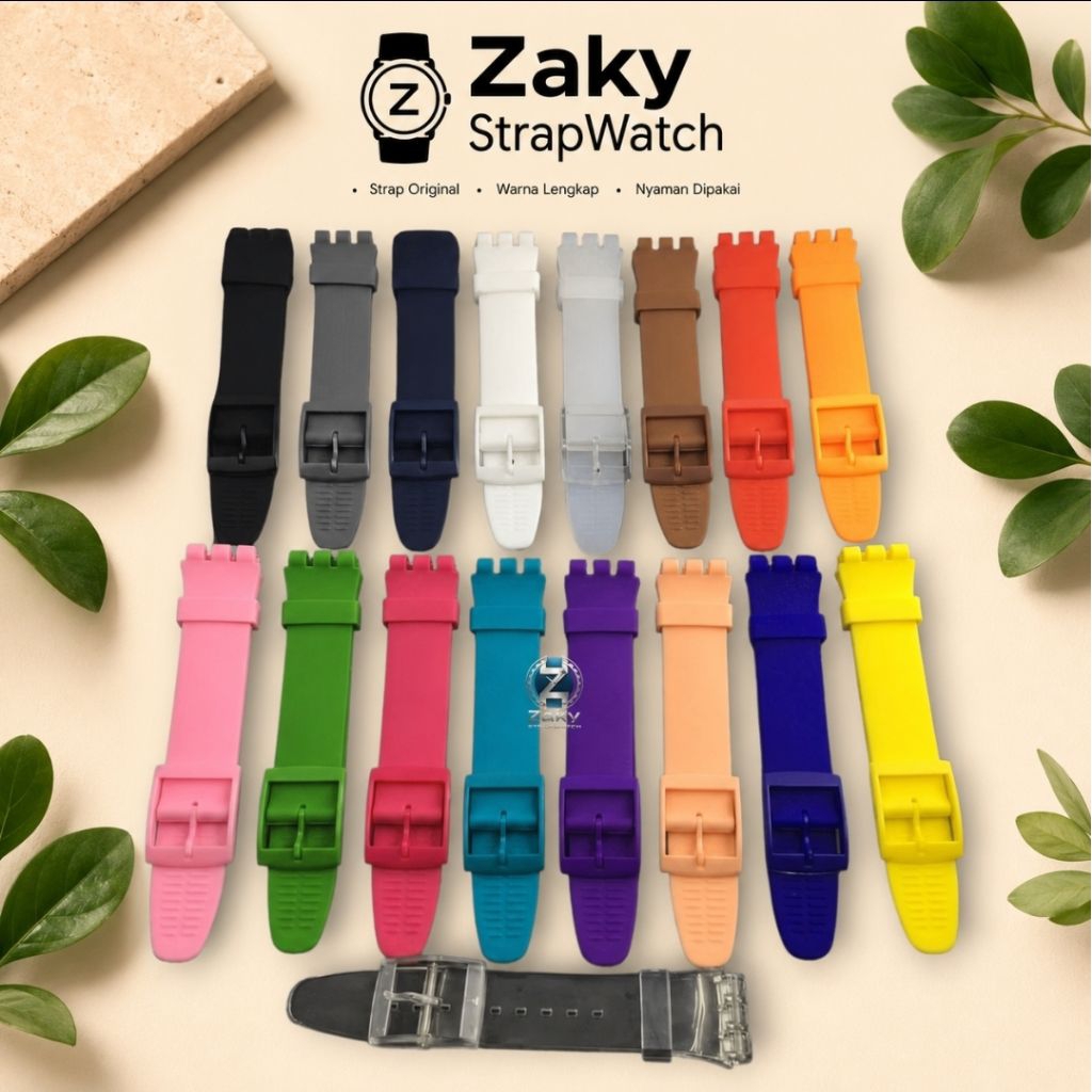 Strap Tali Jam Swatch Black Rebel New Gent Original Swatch Ukuran 17mm 19mm