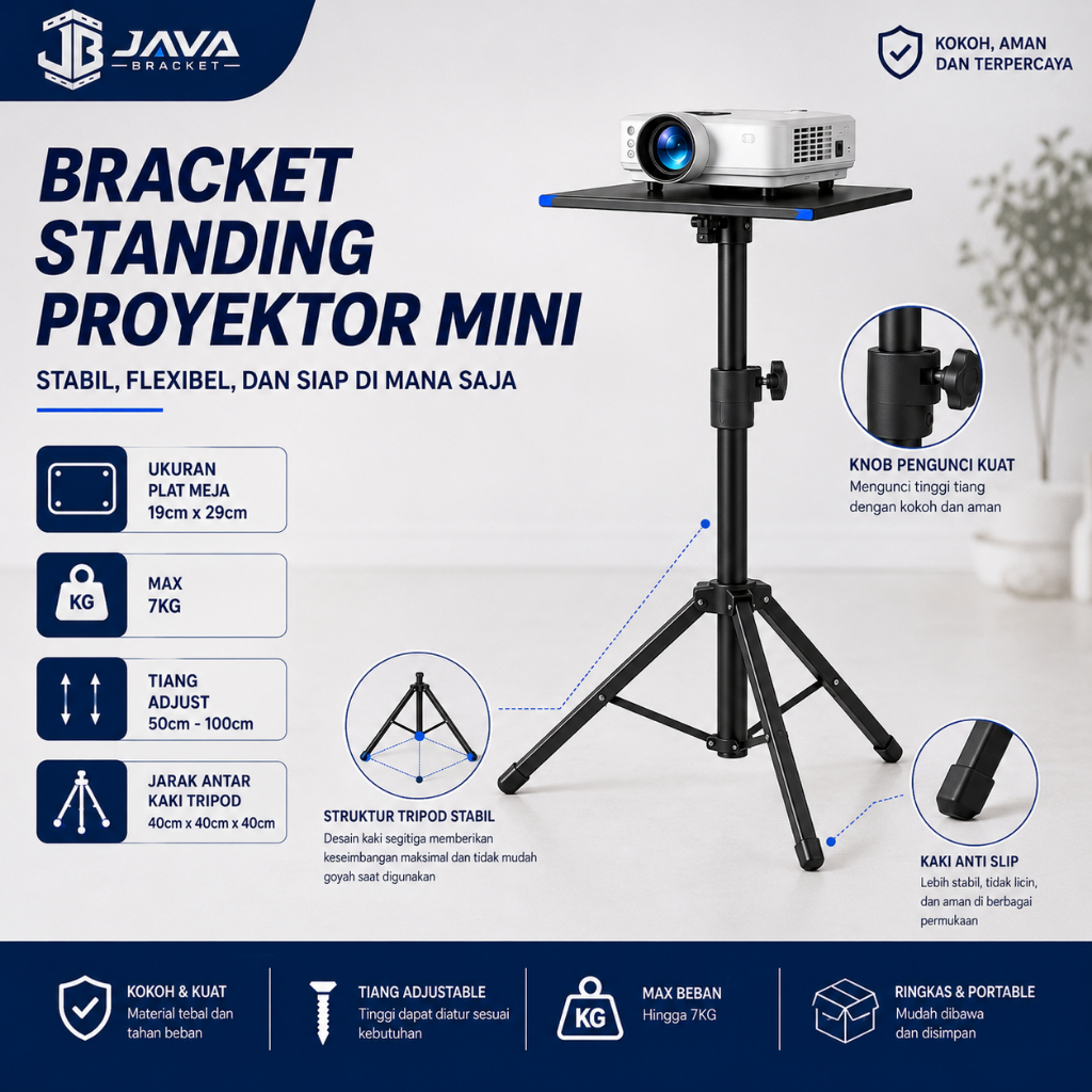 Bracket Standing Proyektor Mini Tripod Projector Stand Breket Infocus Kamar Dudukan Duduk Meja Kasur