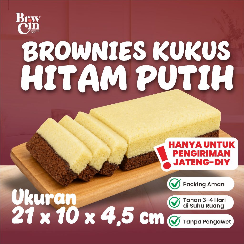 Brownies Kukus Hitam Putih Browcin | Jateng-DIY Only | Brownies Cinta