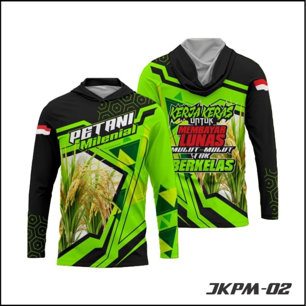 Jersey Hoodie Petani Muda Lengan Panjang Full Printing Dryfit
