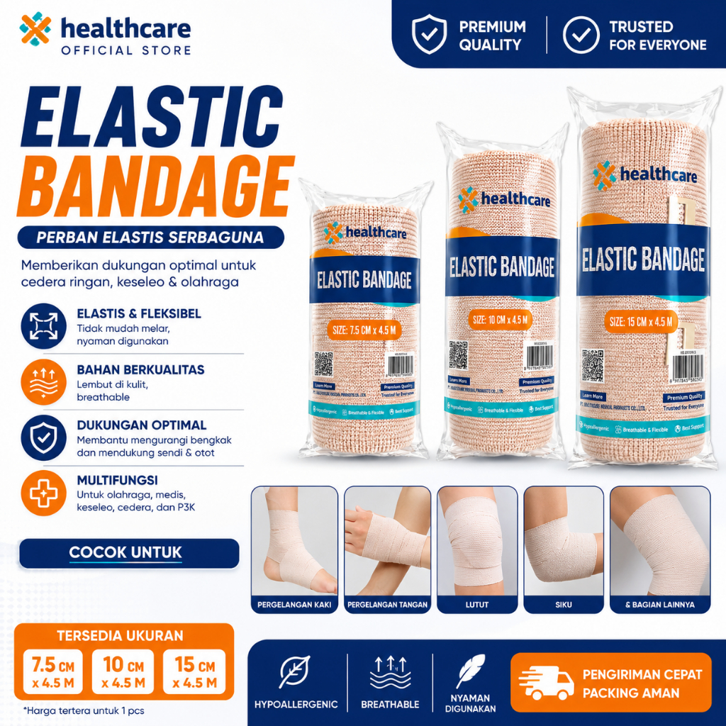 Healthcare Perban Elastis Elastic Bandage Verban Elastis Keseleo Cedera Pergelangan Tangan Kaki Lutu