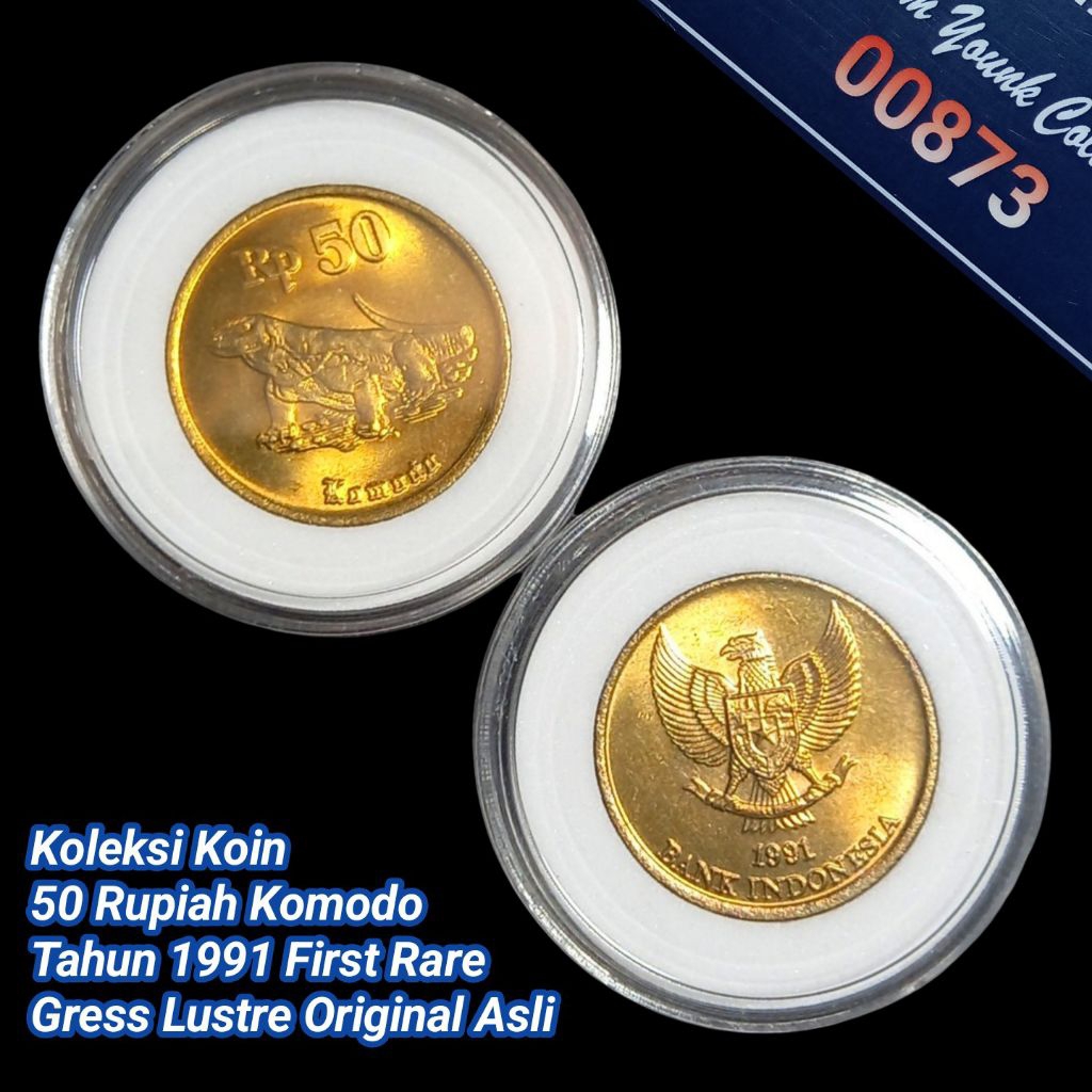 UKI091Coin 50 Rupiah (KOMODO) Thn 1991 First Rare Gress Lustre Original