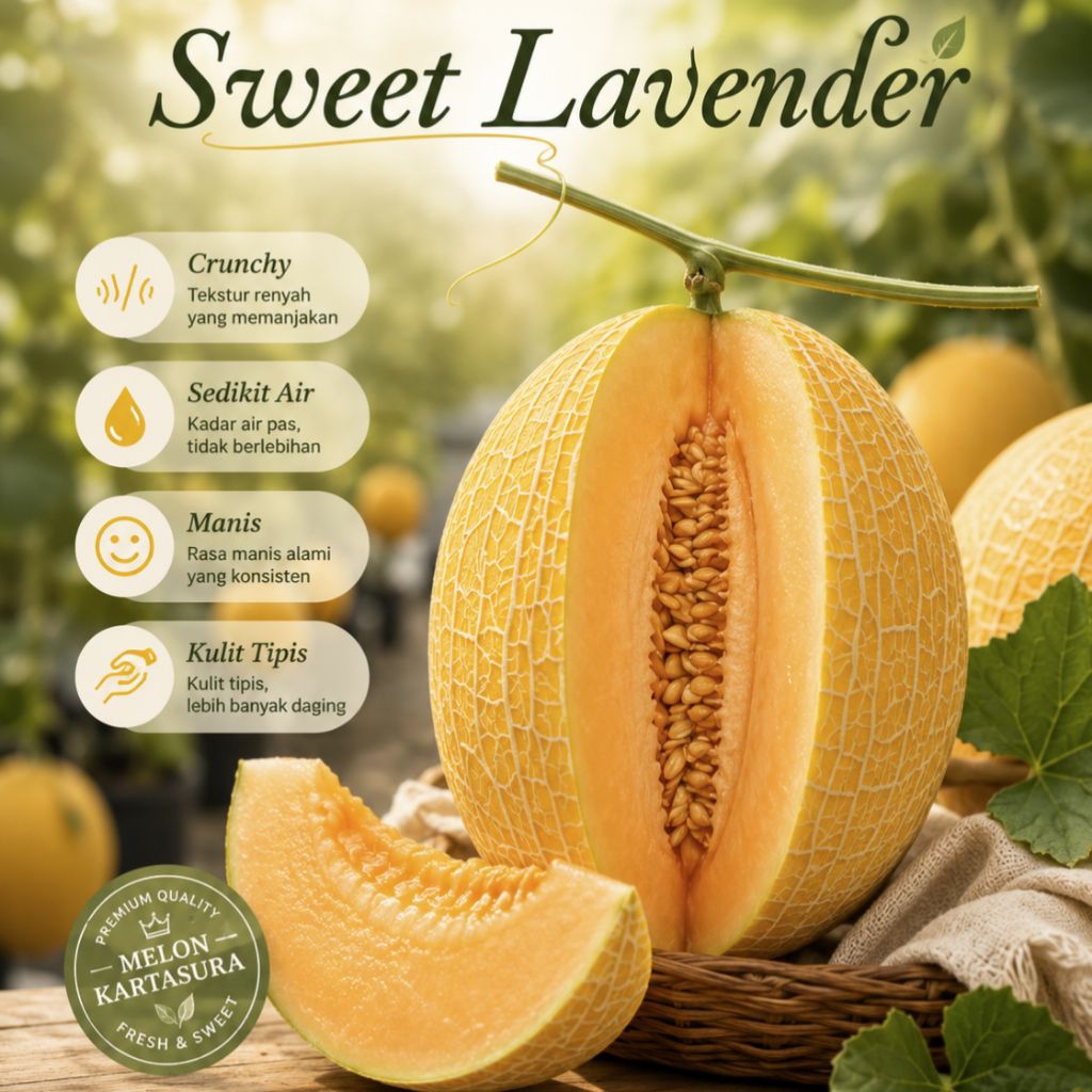 Buah Melon Lavender / Sweet Lavender Hidroponik Manis Garing Fresh