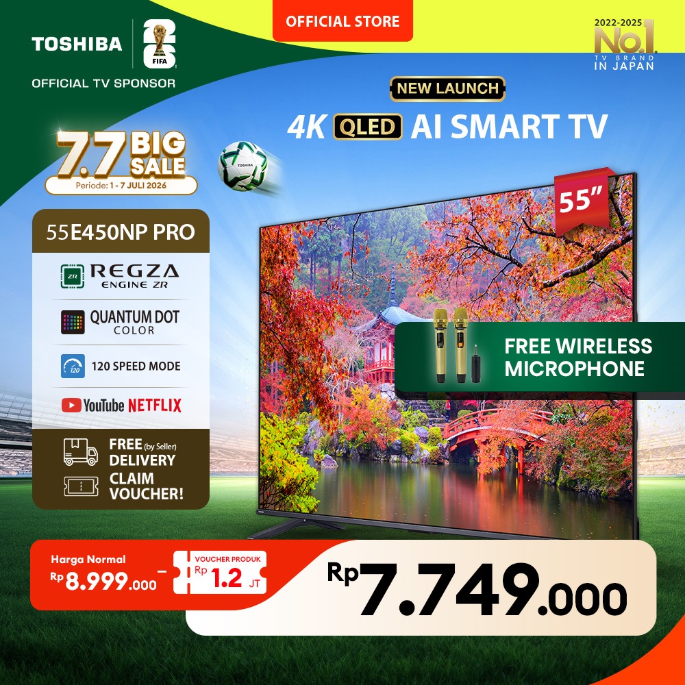[AI 4K QLED] [KHUSUS ONLINE] Toshiba TV 55" 4K UHD QLED AI Smart TV PRO - Regza ZR Quantum Dot Dolby