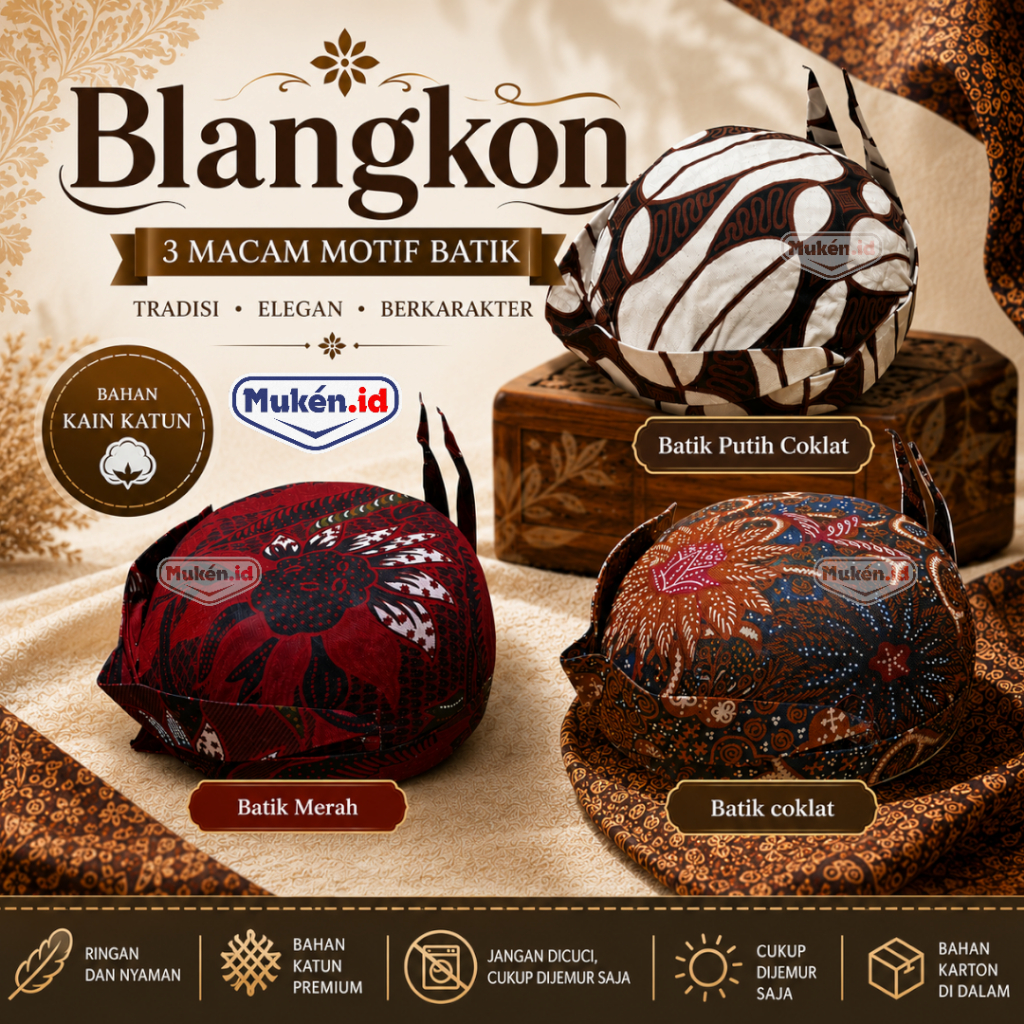 Blangkon Jawa Parang/ Baron Merah Coklat Blangkon jawa timur Adat Jawa Timur