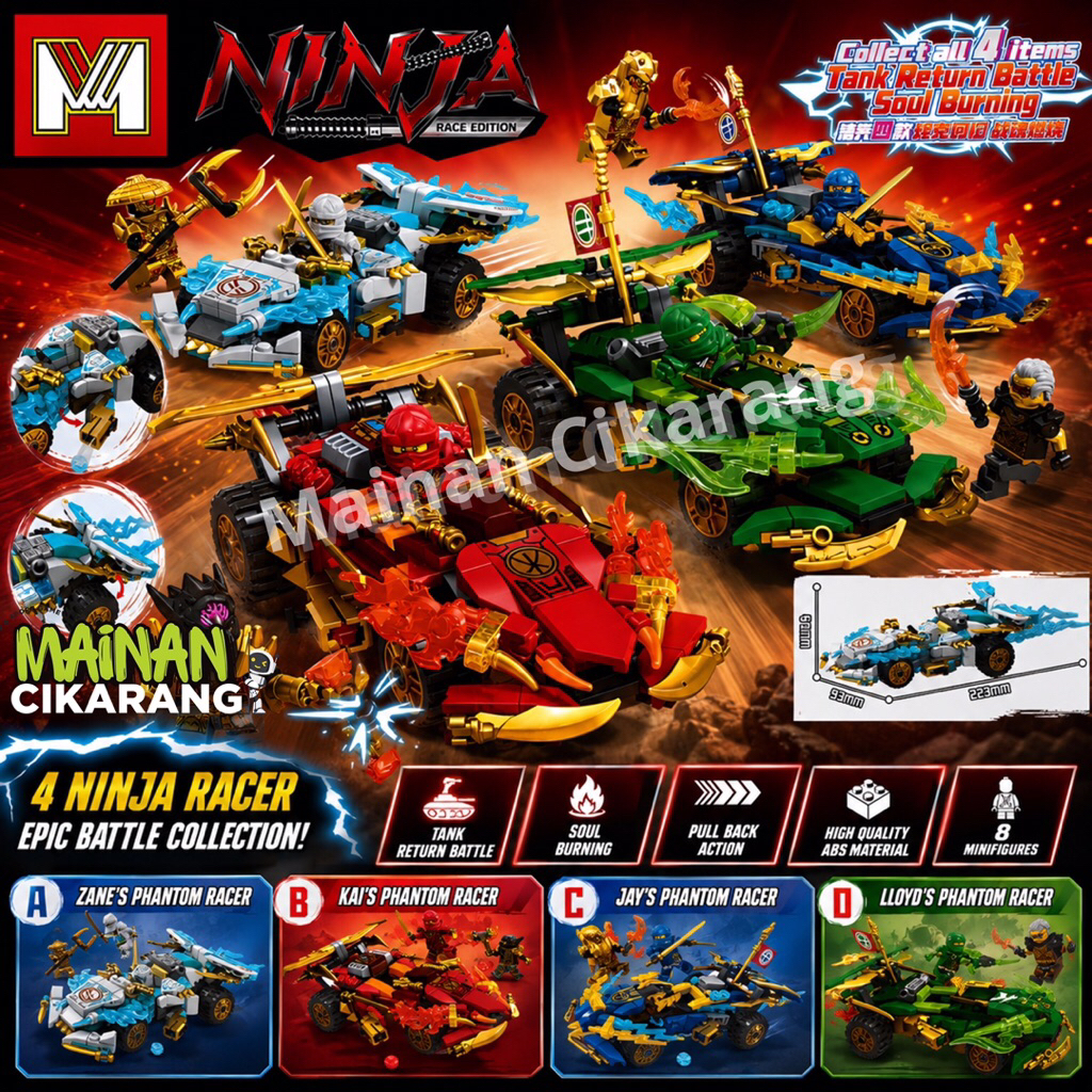 BRICK MG1688 NINJAGO PHANTOM RACER - NINJAGO CAR RACER - NINJAGO TANK - MAINAN CIKARANG