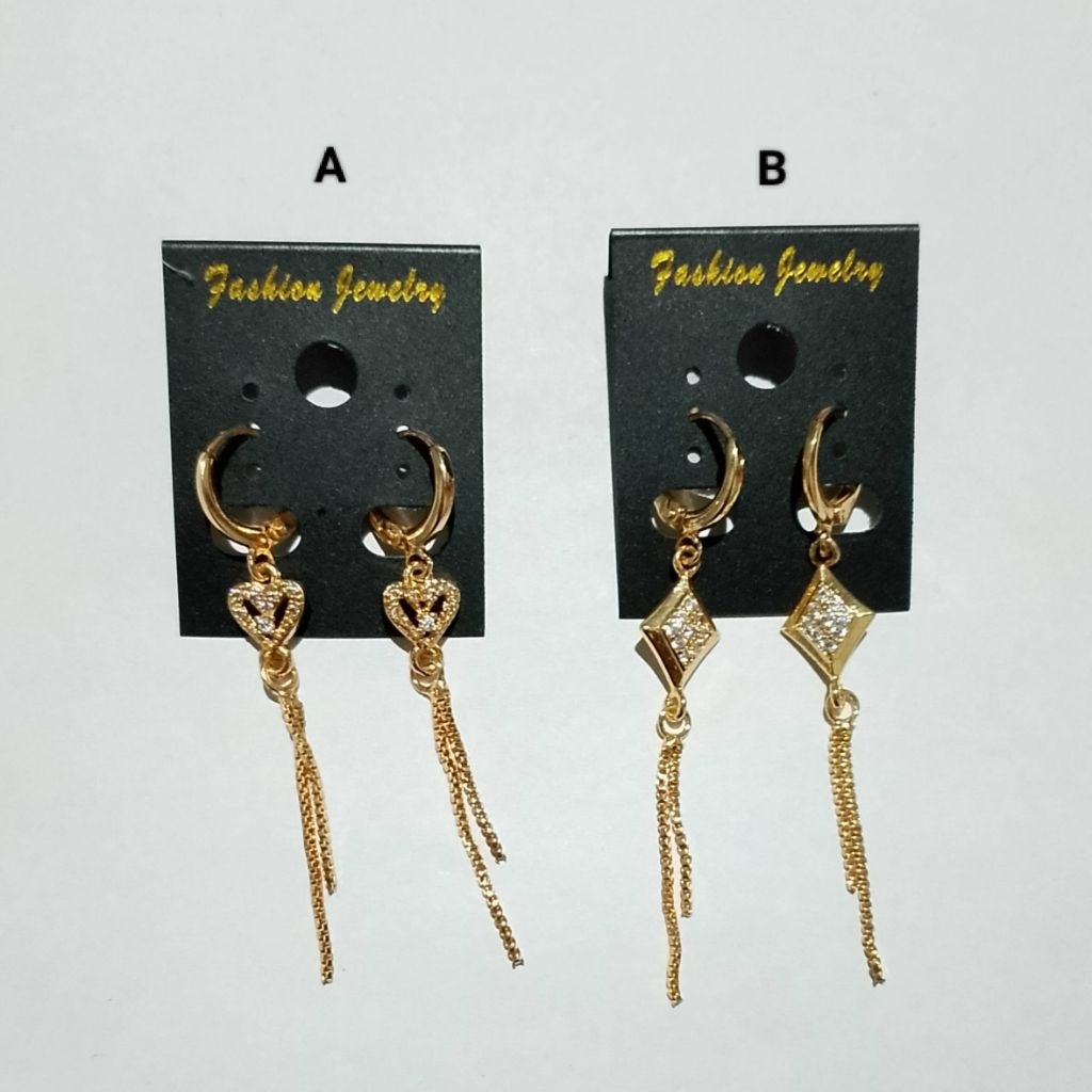 Anting Jurai Panjang Love Jajargenjang Xuping Emas Replika