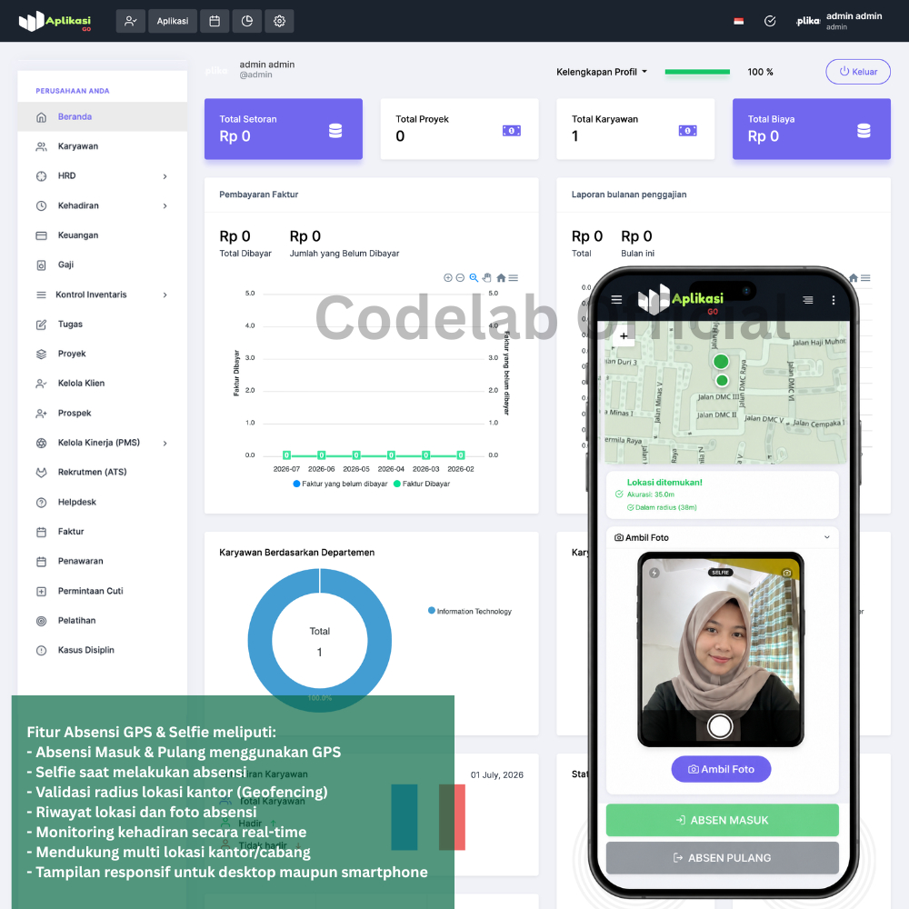 Source Code Aplikasi HRD HRIS Payroll dan Penggajian Absensi Selfie Absensi GPS Cuti