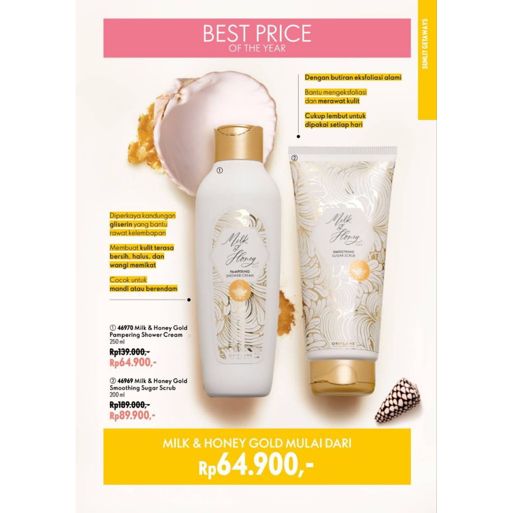 Milk and Honey Gold Pampering Shower cream MH body scrub kemasan baru