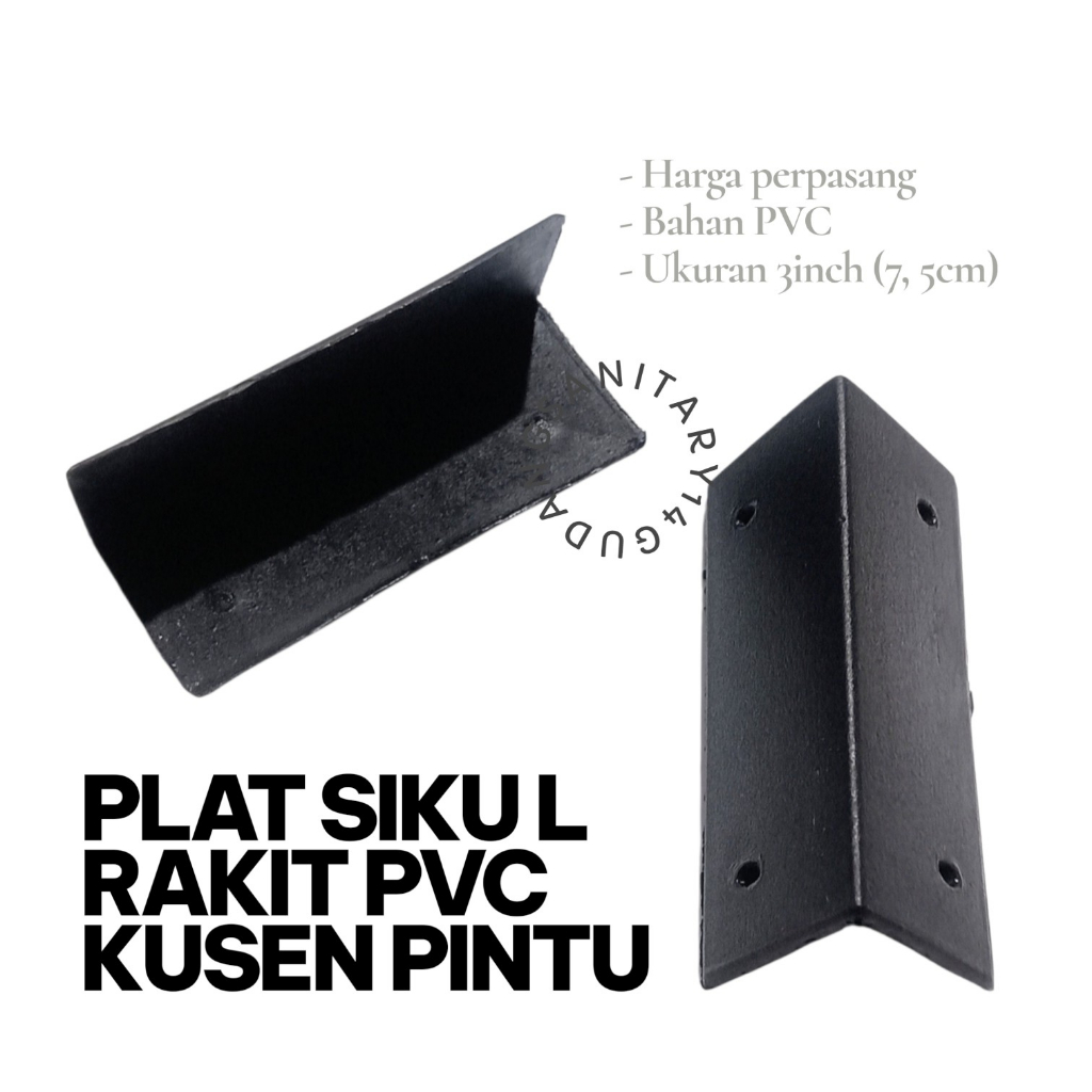 Plat siku L rakit pvc kusen pintu siku L plastik 3"