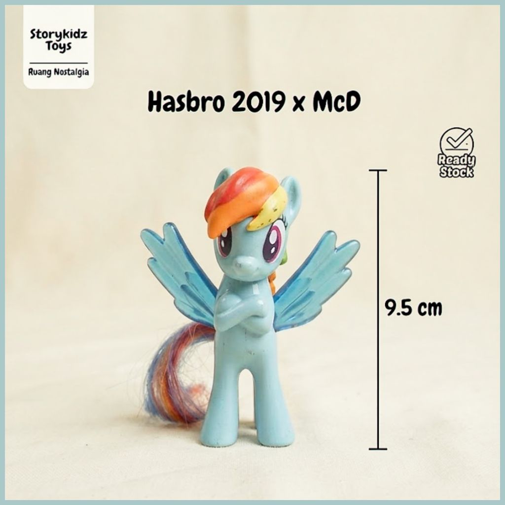 Mainan McD My Little Pony Rainbow Dash Hasbro 2019 Happy Meal Figure Kuda Pony Biru