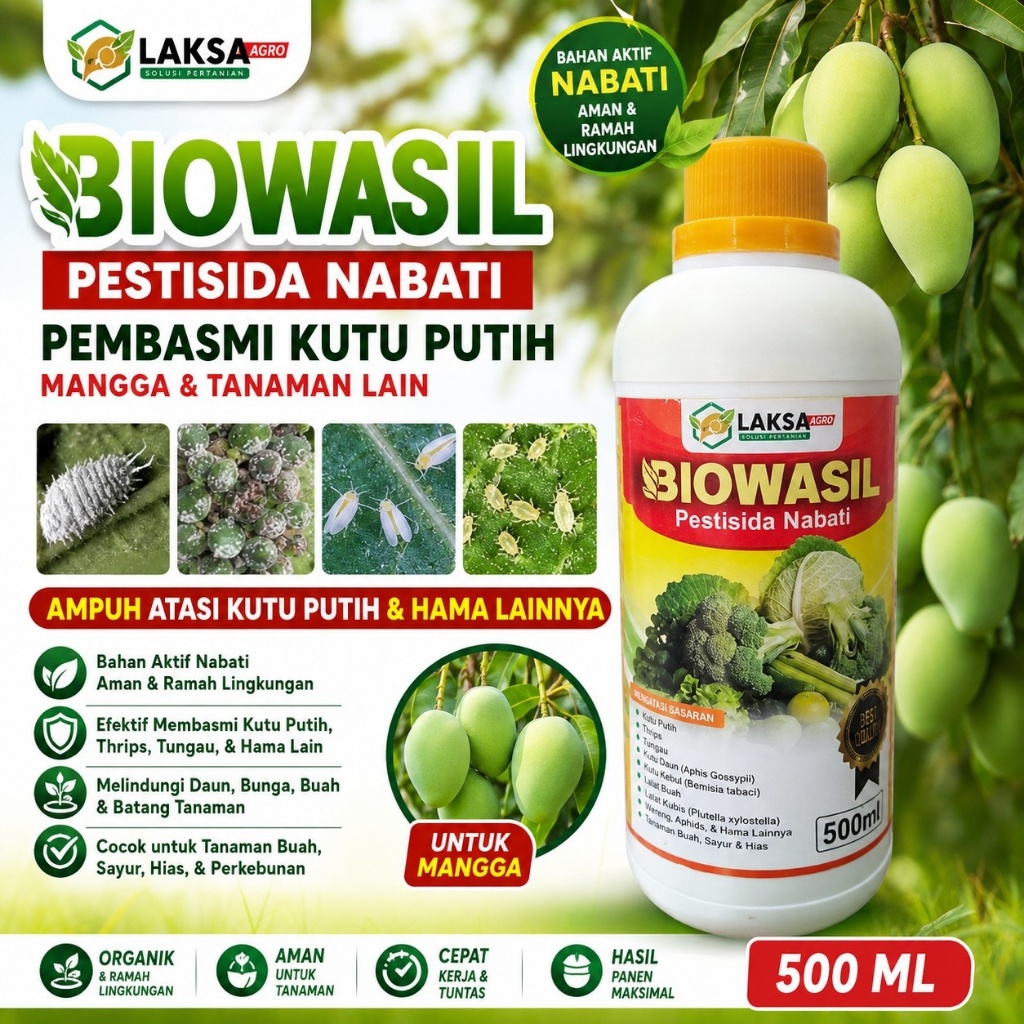 BIOWASIL 500 ML Pestisida Kutu Putih Mangga Obat Kutu Putih Mangga Pembasmi Kutu Putih Mangga Insekt