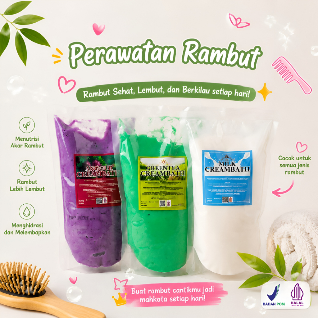 Original Larassanti Creambath 1 kg pouch refil, krim rambut perawatan rambut BPOM HALAL