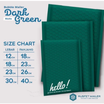 Amplop Bubble Wrap Dark Green Poly Mailer Padded Envelope Rusfet -