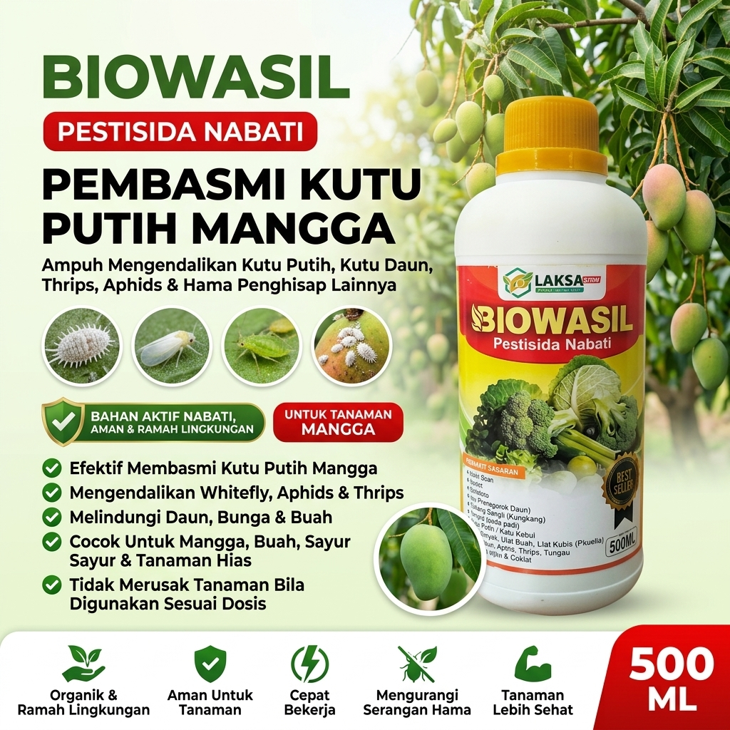 BIOWASIL 500 ML Pestisida Kutu Putih Mangga Paling Ampuh Obat Kutu Putih Pembasmi Hama Tanaman Insek