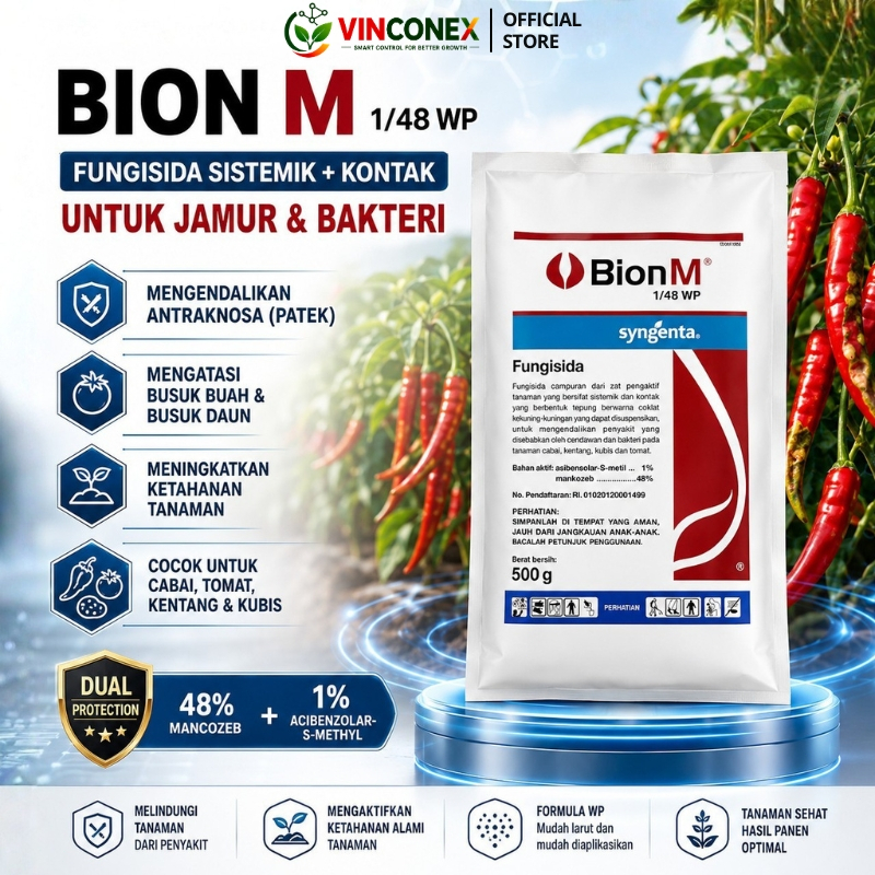 [1KG] Fungisida Bion M 1/48 WP 500gr Untuk Tanaman | Obat Jamur Kontak untuk Bercak Daun, Embun dan 