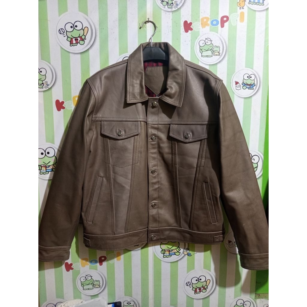 jaket kulit asli 100% MODEL LEVISAN KANCING HD size L