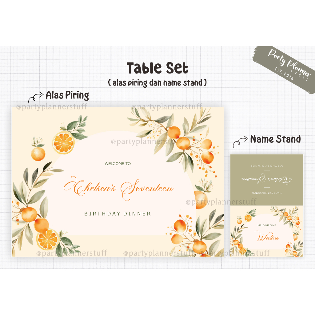 Table decor tema orange tangerine / table set sangjit day / table decor bridal shower orange yellow 