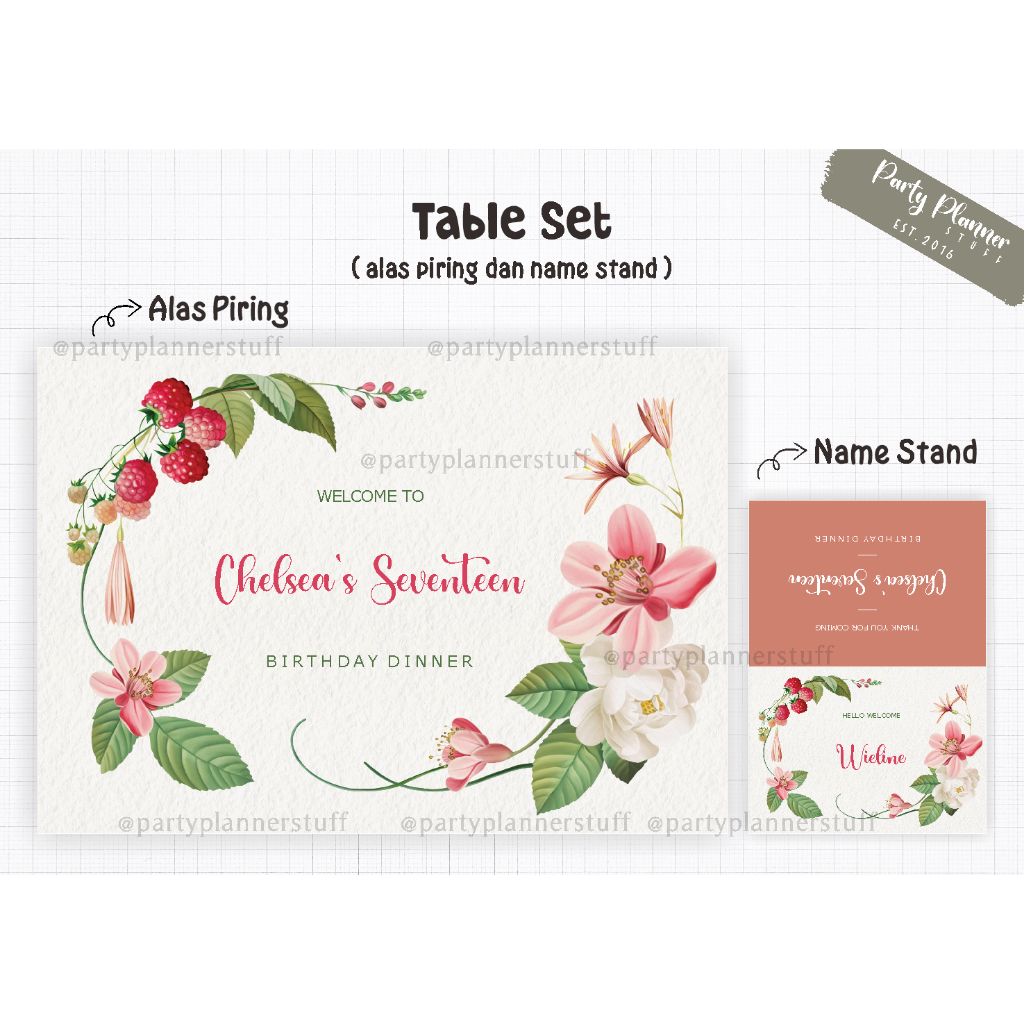 Table set table decor berry sweet berry / table decor happy sweet seventeen / table decor happy swee