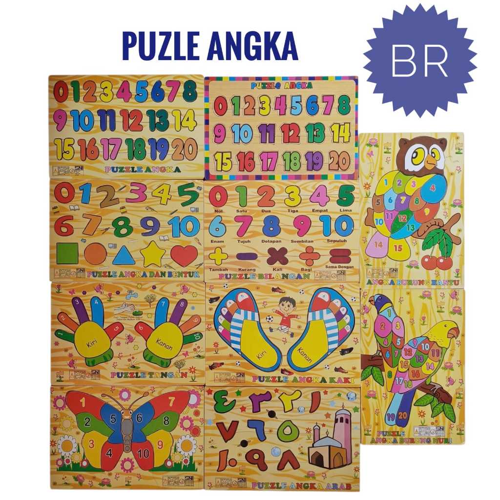 Mainan Edukasi Edukatif Anak Puzzle Kayu SNI Wooden Puzzle Angka Hewan Mainan Anak Puzel puzzel
