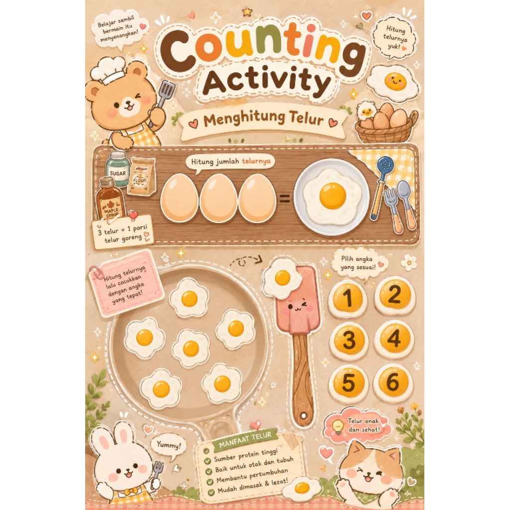 Mainan Anak DIY Counting Activity Menghitung Telur