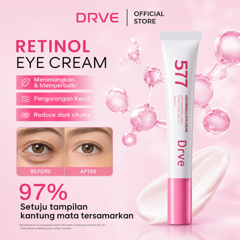 COD DRVE 577 Retinol Eye Cream 15g Krim Mata Anti Kerut Samarkan Kantung Mata Lingkaran Hitam Garis Halus Membantu Melembapkan Area Mata