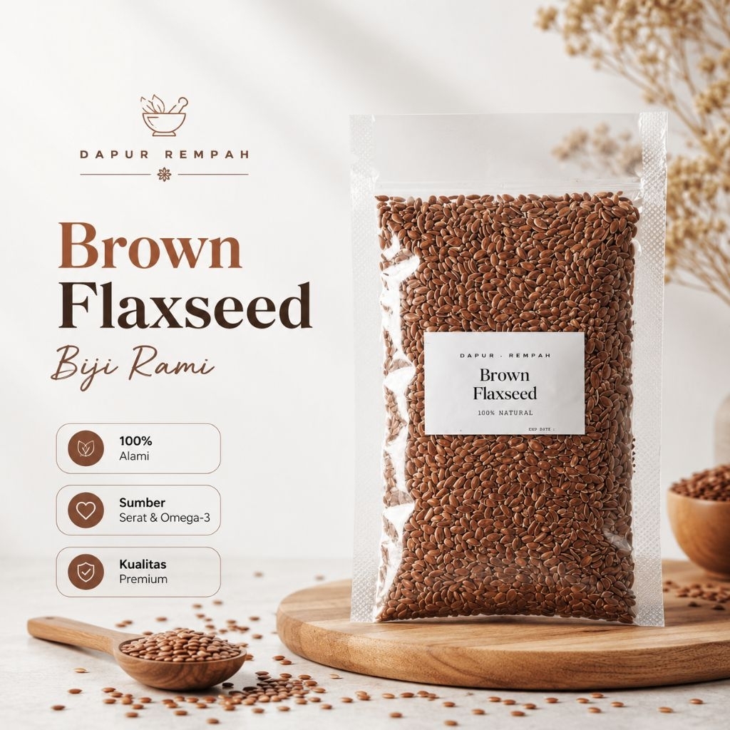 Dapur Rempah Biji Rami Brown Flaxseed Utuh / Bubuk Biji Rami