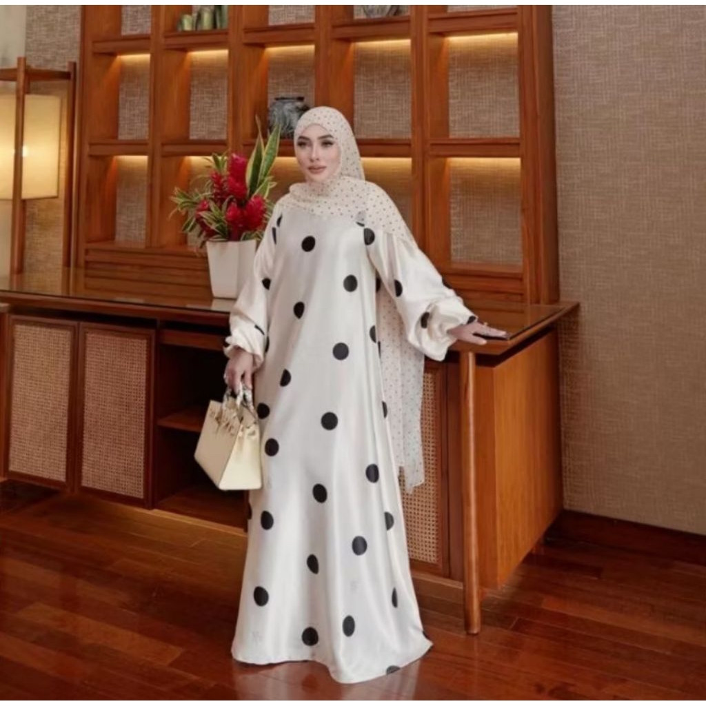 Gamis Polkadot Set Pashmina by ORI SS