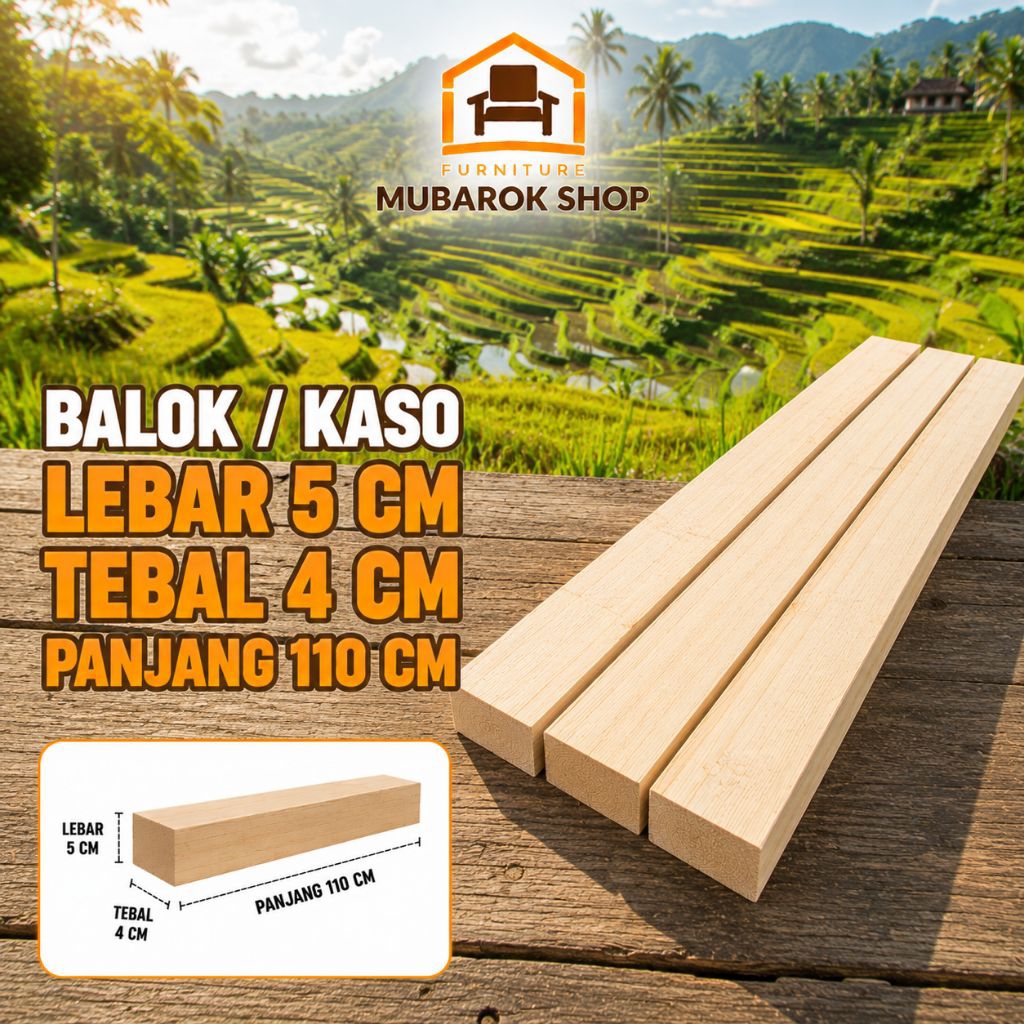 Kayu Balok Jati Belanda 5x4x110 cm | Kaso Kayu Pinus Belanda Amplas Halus Siap PakaiKayu Kaso Jati B