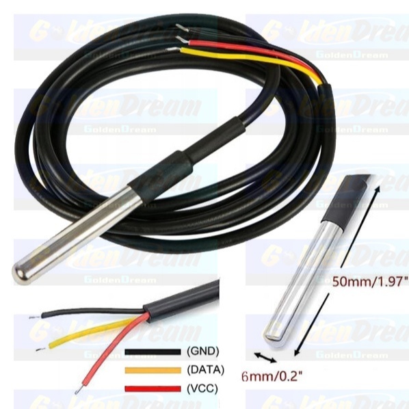 Sensor Waterproof Temperature Probe DS18B20 Stainless Steel Pengukur Suhu Temperatur Kabel