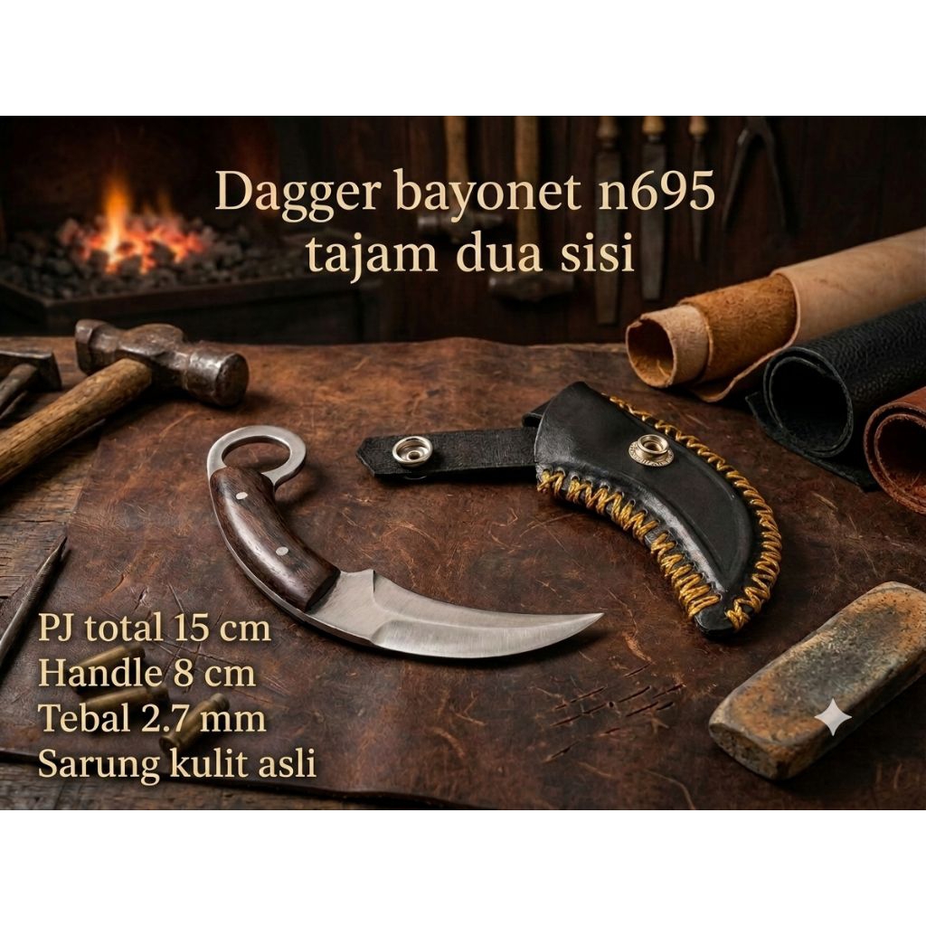 kerambit beladiri profesional N695 Fulltang tajam dua sisi / kerambit Minang original