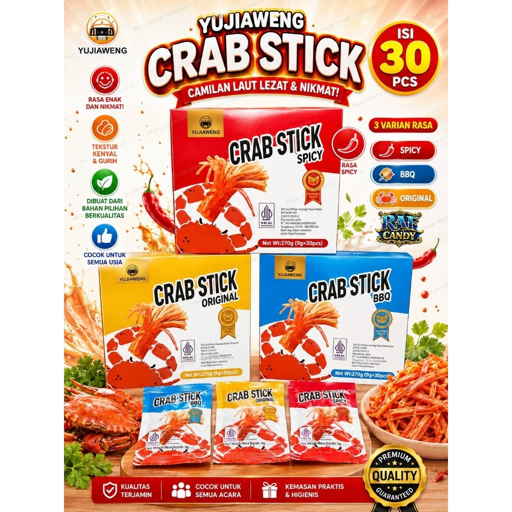 CRAB STICK 30 PCS Cemilan Pedas Manis