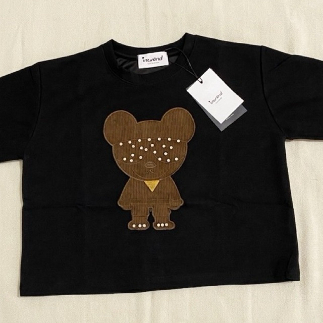 Intrend Teddy Bear Corduroy Patch Tee – Black