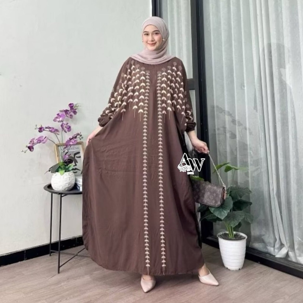 Mahesa kaftan - Dress /gamis kaftan jumbo /bahan rayon premium resleting depan /busui friendly