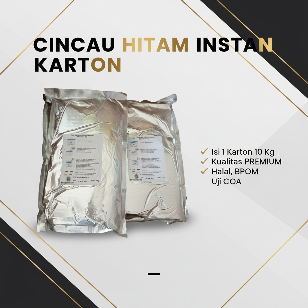 Bubuk Cincau Hitam Instan Powder 1 Karton isi 10 Kg Kemasan Aluminium Foil
