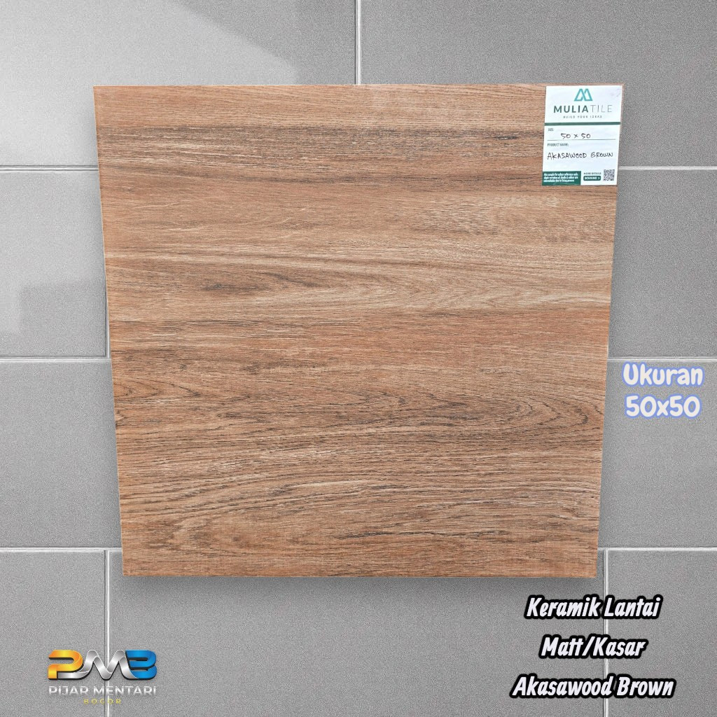 Keramik Lantai Dinding Matt/Kasar AKASAWOOD 50x50 MULIA