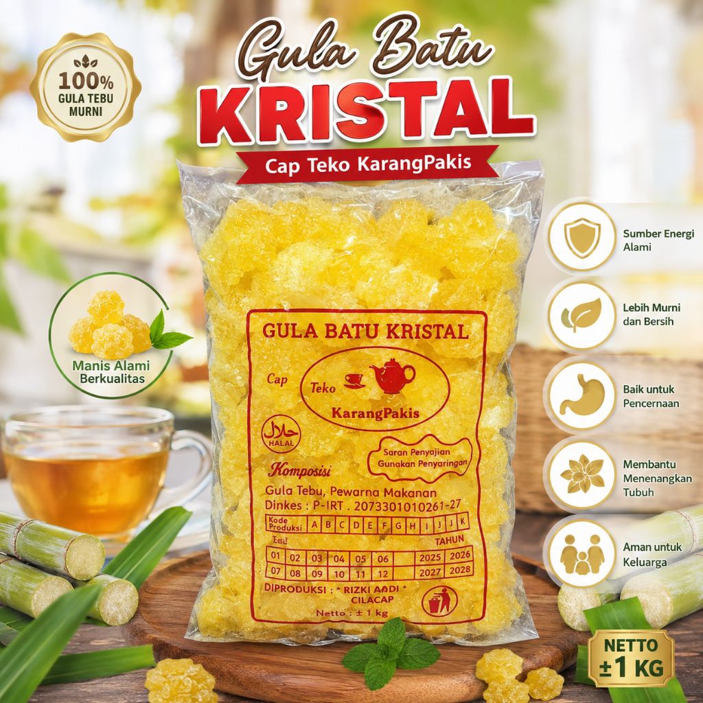 Gula batu kristal - gula batu kuning - 1 kg gula batu - gula wedang - gula tebu asli - gula batu Kar