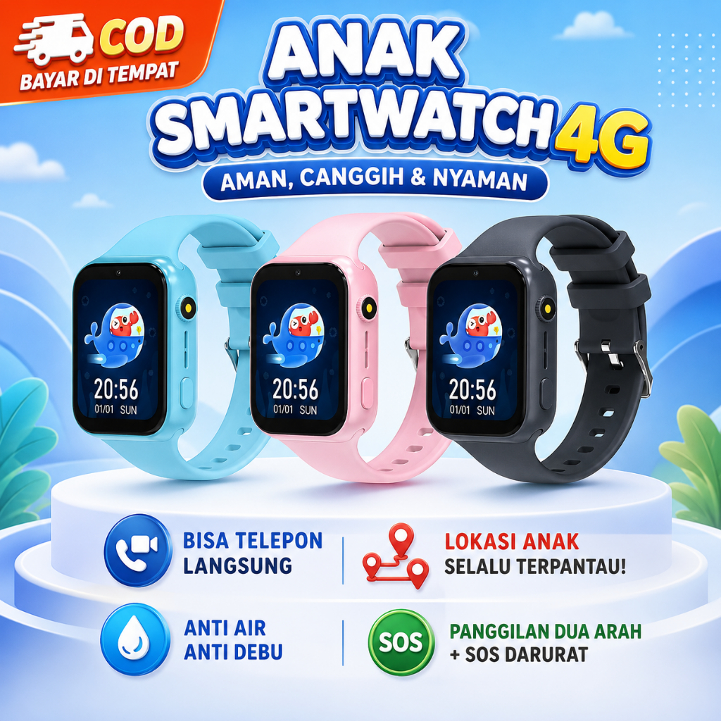 Anti Air Jam tangan anak X1- 4G Video call telepon Digital Smartwatch video call telepon call Gps SO