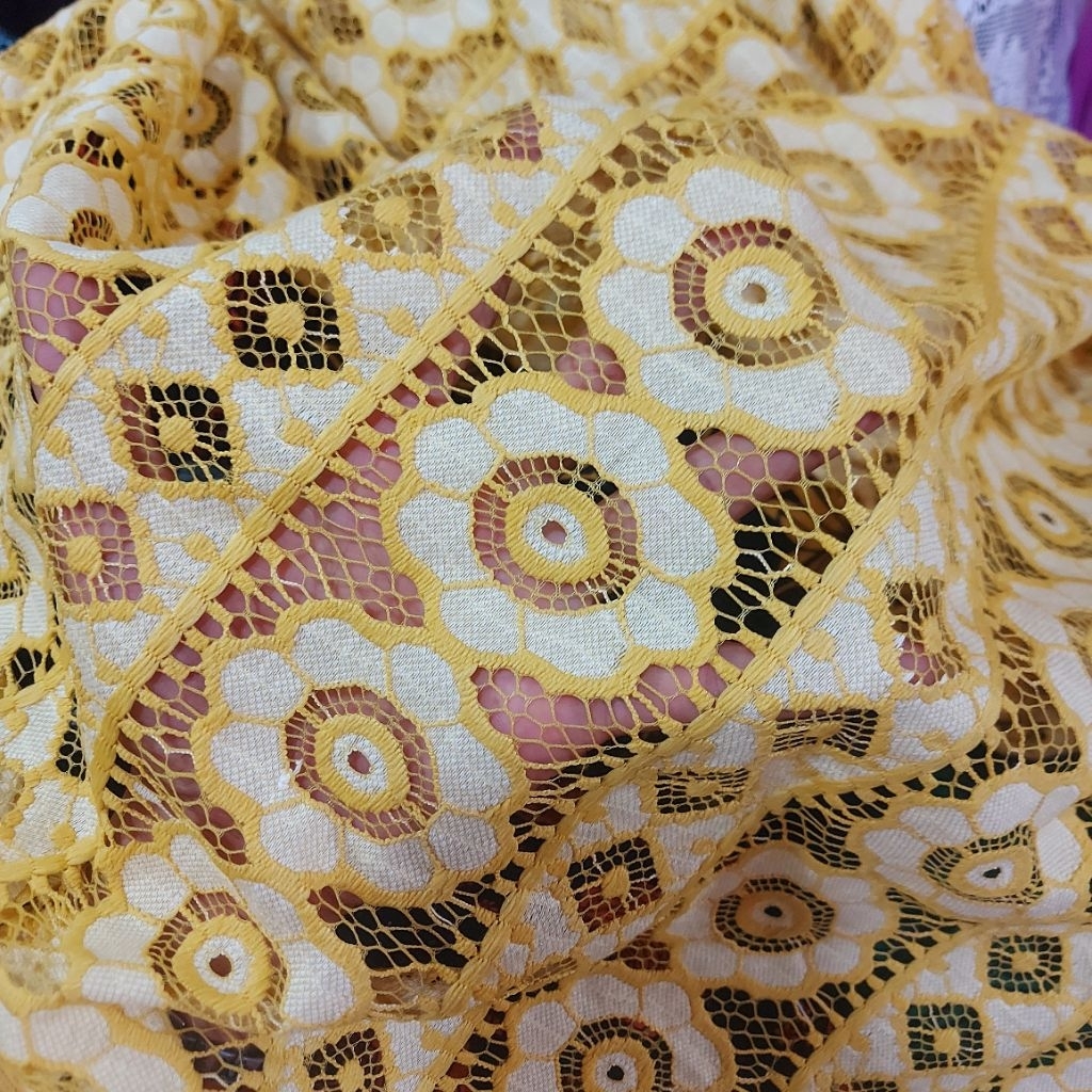 kain brokat premium  - kain brokat meteran - kain brokat motif - kain brokat luxury ( kuning) dr