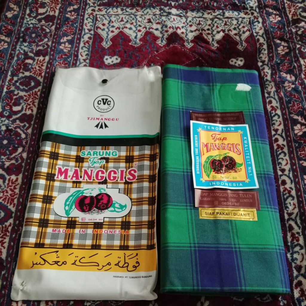 sarung jadul Tjap Manggis KDM CVC hijau basis (baru)