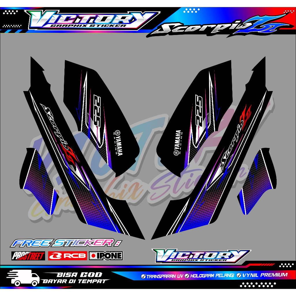 STRIPING VARIASI YAMAHA SCORPIO Z / STICKER LIST VARIASI MOTOR SCORPIO Z